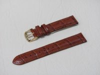 Коричневый кожаный ремешок из кожи теленка STAILER ORIGINAL 2415-1802 размер (18/16 мм), длина M (105 / 70 мм) с тиснением под кожу крокодила
