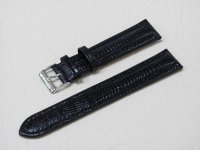Черный кожаный ремешок из кожи теленка STAILER ORIGINAL 1051-2011 размер (20/18 мм), длина L (120 / 80 мм) с тиснением под кожу варана