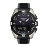 Черный комбинированный (кожа/текстиль) ремешок Tissot T610035310, удлиненный, 22/20 XL, теленок, серая прострочка, без замка, для часов Tissot T-Touch Solar T091.420, T110.420