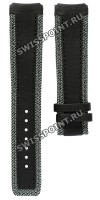Черный комбинированный (кожа/текстиль) ремешок Tissot T610035310, удлиненный, 22/20 XL, теленок, серая прострочка, без замка, для часов Tissot T-Touch Solar T091.420, T110.420