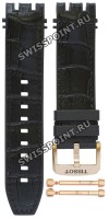 Черный каучуковый ремешок Tissot T603043409 с кожаной накладкой, под крокодила, розовая пряжка, 22/22 мм, для часов Tissot T-Race Swissmatic T115.407