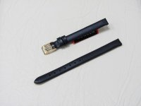 Черный кожаный ремешок из кожи теленка STAILER ORIGINAL 1071-0802 размер (8/8 мм), длина M (105 / 70 мм) с тиснением под кожу теленка