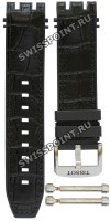 Черный каучуковый ремешок Tissot T603044130 с кожаной накладкой, имитация крокодила, 22/22, стальная пряжка, для часов Tissot T-Race Swissmatic T115.407.17.051.00