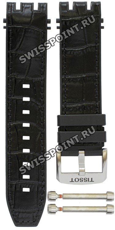 Черный каучуковый ремешок Tissot T603044130 с кожаной накладкой, имитация крокодила, 22/22, стальная пряжка, для часов Tissot T-Race Swissmatic T115.407.17.051.00