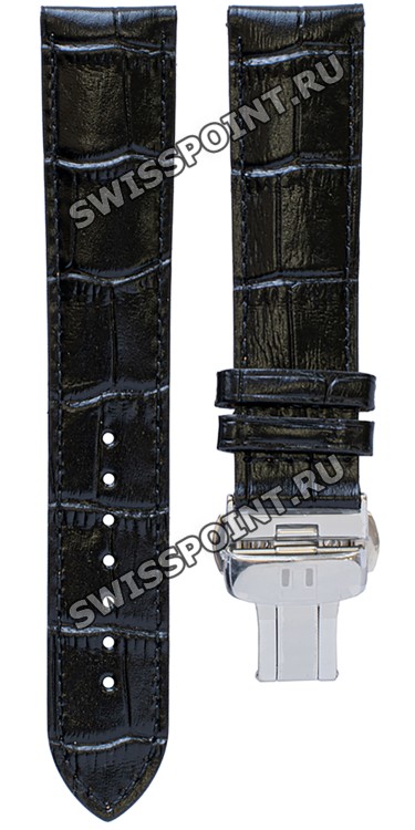 Черный кожаный ремешок Tissot T600040742 / T610034667, теленок, 20/18, стальная клипса, для часов Tissot Bridgeport T921.427, T921427