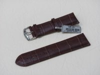Коричневый кожаный ремешок из кожи теленка STAILER ORIGINAL 2482-2611 размер (26/24 мм), длина L (120 / 80 мм) с тиснением под кожу крокодила
