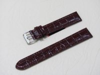 Коричневый кожаный ремешок из кожи теленка STAILER ORIGINAL 1012-1811 размер (18/16 мм), длина L (120 / 80 мм) с тиснением под кожу крокодила