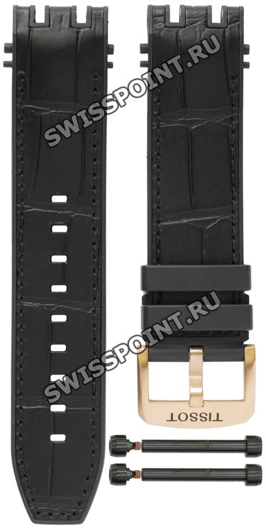 Черный каучуковый ремешок Tissot T603044205 с кожаной накладкой, имитация крокодила, 22/22, розовая пряжка, для часов Tissot T-Race T115.427.37.051.01