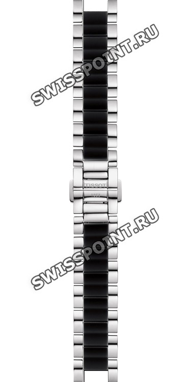 Стальной браслет Tissot T605030912 c черными керамическими вставками, без конечных звеньев, для часов Tissot Ceramic T064.210