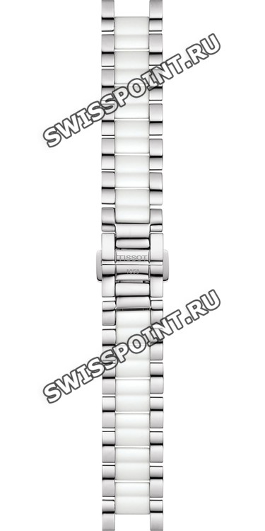 Стальной браслет Tissot T605030913 c белыми керамическими вставками без конечных звеньев для часов Tissot Ceramic T064.210