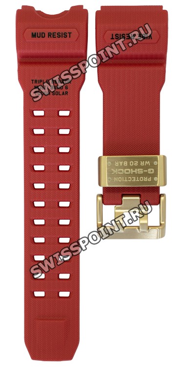 Красный полимерный ремешок Casio 10627144 для часов Casio GWG-1000GB-4A