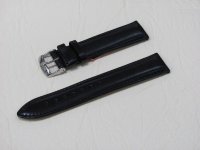 Черный кожаный ремешок из кожи теленка STAILER ORIGINAL 3311-2011 размер (20/18 мм), длина L (120 / 80 мм) гладкий