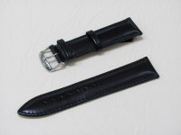 Черный кожаный ремешок из кожи теленка STAILER ORIGINAL 3311-2211 размер (22/20 мм), длина L (120 / 80 мм) гладкий