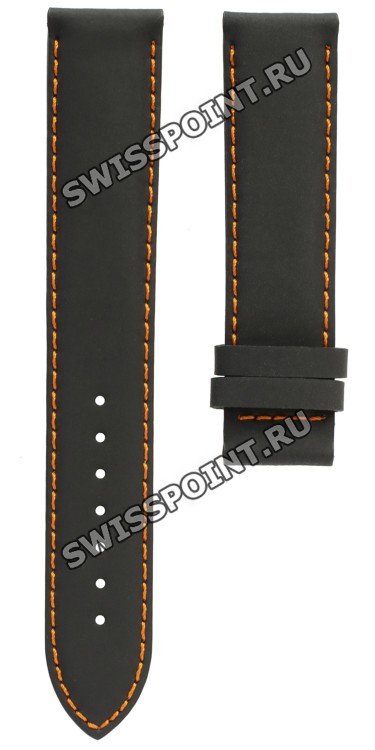 Черный кожаный ремешок Tissot T610033933, теленок, 19/18, оранжевая прострочка, без замка, для часов Tissot PRC 200 T055.417, T055417A