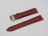 Коричневый кожаный ремешок из кожи теленка STAILER ORIGINAL 2865-2012 размер (20/16 мм), длина L (120 / 80 мм) с тиснением под кожу крокодила