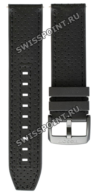 Черный каучуковый ремешок с кожаной накладкой Tissot T600047413, 22/22, черная пряжка, для часов Tissot T-Sport T135.417.37.051.03 T-Race Cycling -Tour de France