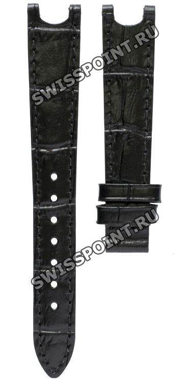 Черный кожаный ремешок Tissot T610035481, теленок, под крокодила, без замка, 15/12 мм, для часов Tissot T916 T-Gold Organdy T916.209