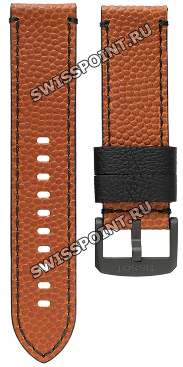 Оранжевый кожаный ремешок Tissot T600043105 / T610043106, теленок, 22/22, черная пряжка, Spalding, для часов Tissot Chrono XL T116.617.36.051.08, T116.617.36.051.12, T116617