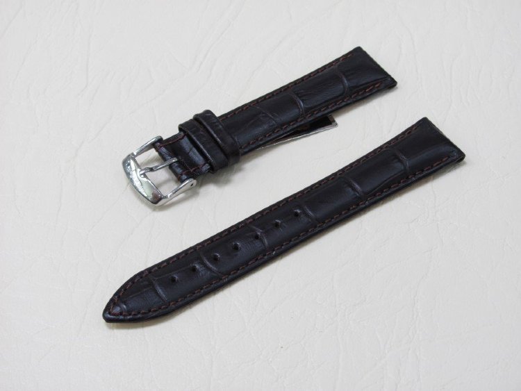 Коричневый кожаный ремешок из кожи теленка STAILER ORIGINAL 3252-1911 размер (19/16 мм), длина L (120 / 80 мм) с тиснением под кожу крокодила