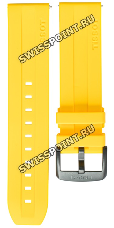 Желтый силиконовый ремешок Tissot T603048238, 22/22, черная пряжка, для часов Tissot T-Sport T135.417.37.051.03 T-Race Cycling Tour de France