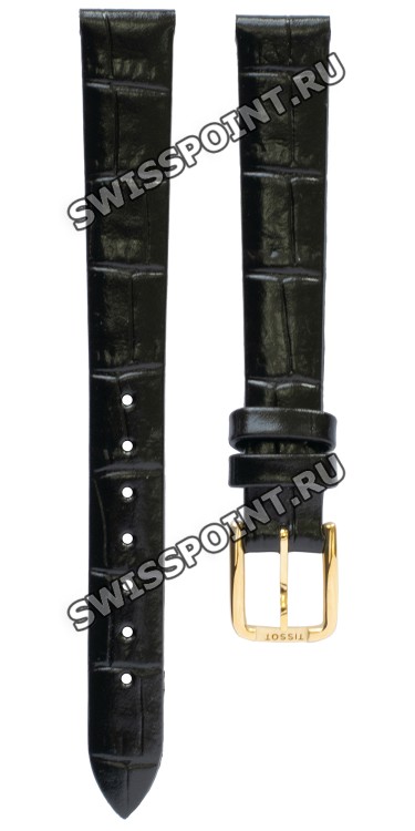 Черный кожаный ремешок Tissot T600013347, имитация крокодила, 12/10, жёлтая пряжка, для часов Tissot Goldrun