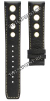 Черный кожаный ремешок Tissot T610014548, теленок, 20/18, с отверстиями, желтая изнанка, без замка, для часов Tissot PRS 516 T91.1.428, J564/664, J565/665