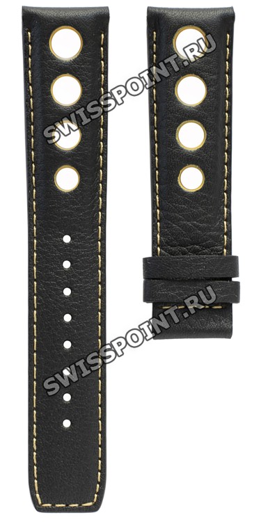 Черный кожаный ремешок Tissot T610014548, теленок, 20/18, с отверстиями, желтая изнанка, без замка, для часов Tissot PRS 516 T91.1.428, J564/664, J565/665