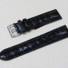 Черный кожаный ремешок из кожи теленка STAILER ORIGINAL 1081-2211 размер (22/20 мм), длина L (120 / 80 мм) с тиснением под кожу крокодила