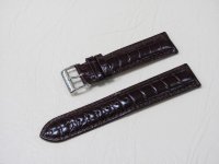 Коричневый кожаный ремешок из кожи теленка STAILER ORIGINAL 1032-2001 размер (20/18 мм), длина M (105 / 70 мм) с тиснением под кожу крокодила
