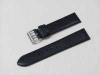 Черный кожаный ремешок из кожи теленка STAILER ORIGINAL 1101-2001 размер (20/18 мм), длина M (105 / 70 мм) с тиснением под кожу змеи