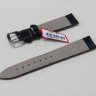 Черный кожаный ремешок из кожи теленка STAILER ORIGINAL 3321G-1811 размер (18/16 мм), длина L (120 / 80) с тиснением под кожу теленка