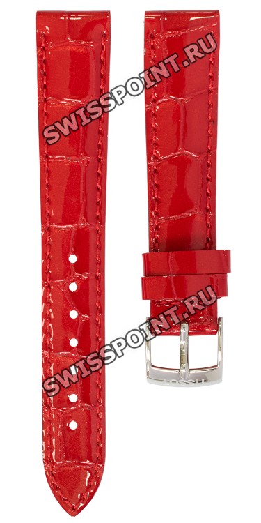 Красный кожаный ремешок Tissot T600044025 / T610044026, теленок, глянцевый, 16/14, стальная пряжка, для часов Tissot PR 100 T101.210, T101210