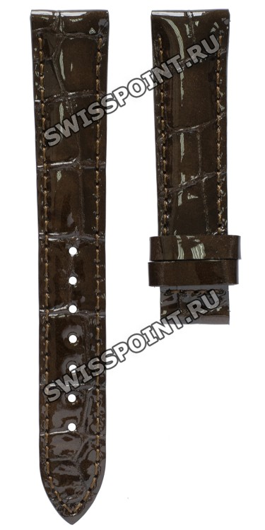 Коричневый лаковый кожаный ремешок Tissot T610036800, теленок, без замка, 16/14 мм, для часов Tissot Chemin Des Tourelles Powermatic 80 Lady T099.207