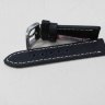 Черный кожаный ремешок из кожи теленка STAILER ORIGINAL 3641-2211 размер (22/22 мм), длина L (120 / 80 мм) гладкий