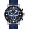 Синий каучуковый ремешок Tissot T604047161 с тканевой накладкой, 22/22, стальная пряжка, для часов Tissot T-Sport T125.617.17.051.03 Supersport Chrono