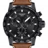 Коричневый кожаный ремешок Tissot T600044978 / T610044979, теленок, 22/22, черная пряжка, для часов Tissot SuperSport Chrono T125.617.36.051.01