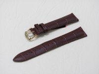 Коричневый кожаный ремешок из кожи теленка STAILER ORIGINAL 325B-1912 размер (19/16 мм), длина L (120 / 80 мм) с тиснением под кожу крокодила