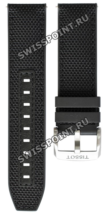 Черный каучуковый ремешок Tissot T604047163 с тканевой накладкой, 22/22, стальная пряжка, для часов Tissot T-Sport T125.617.17.051.02 Supersport Chrono