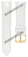 Белый лаковый кожаный ремешок Tissot T600013521, телёнок, 21/18, жёлтая пряжка, для часов Tissot Rapunzel G637, G645