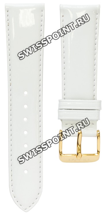 Белый лаковый кожаный ремешок Tissot T600013521, телёнок, 21/18, жёлтая пряжка, для часов Tissot Rapunzel G637, G645