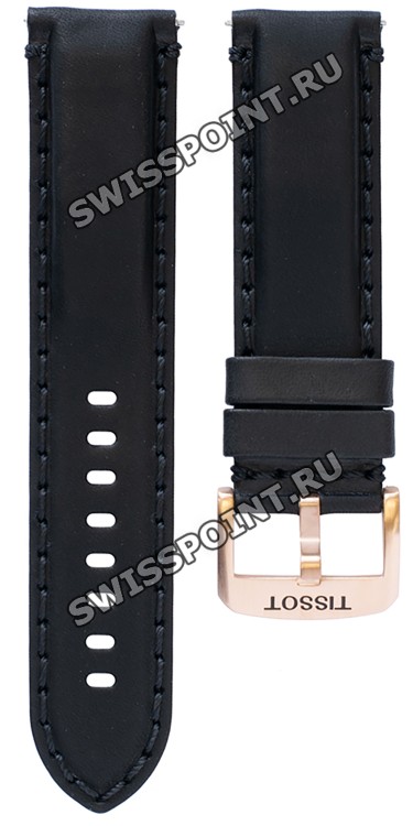 Черный кожаный ремешок Tissot T600044986 / T610044985, теленок, 22/22, розовая пряжка, для часов Tissot SuperSport Chrono T125.617