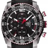 Черный кожаный ремешок Tissot T610034296, 23/20, теленок, интегрированный, красная прострочка, без замка, для часов Tissot PRS 516 T079.427.26.057.00, T079427A