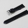 Черный кожаный ремешок из кожи теленка STAILER ORIGINAL 1121-2001 размер (20/16 мм), длина M (105 / 70 мм) с тиснением под кожу крокодила